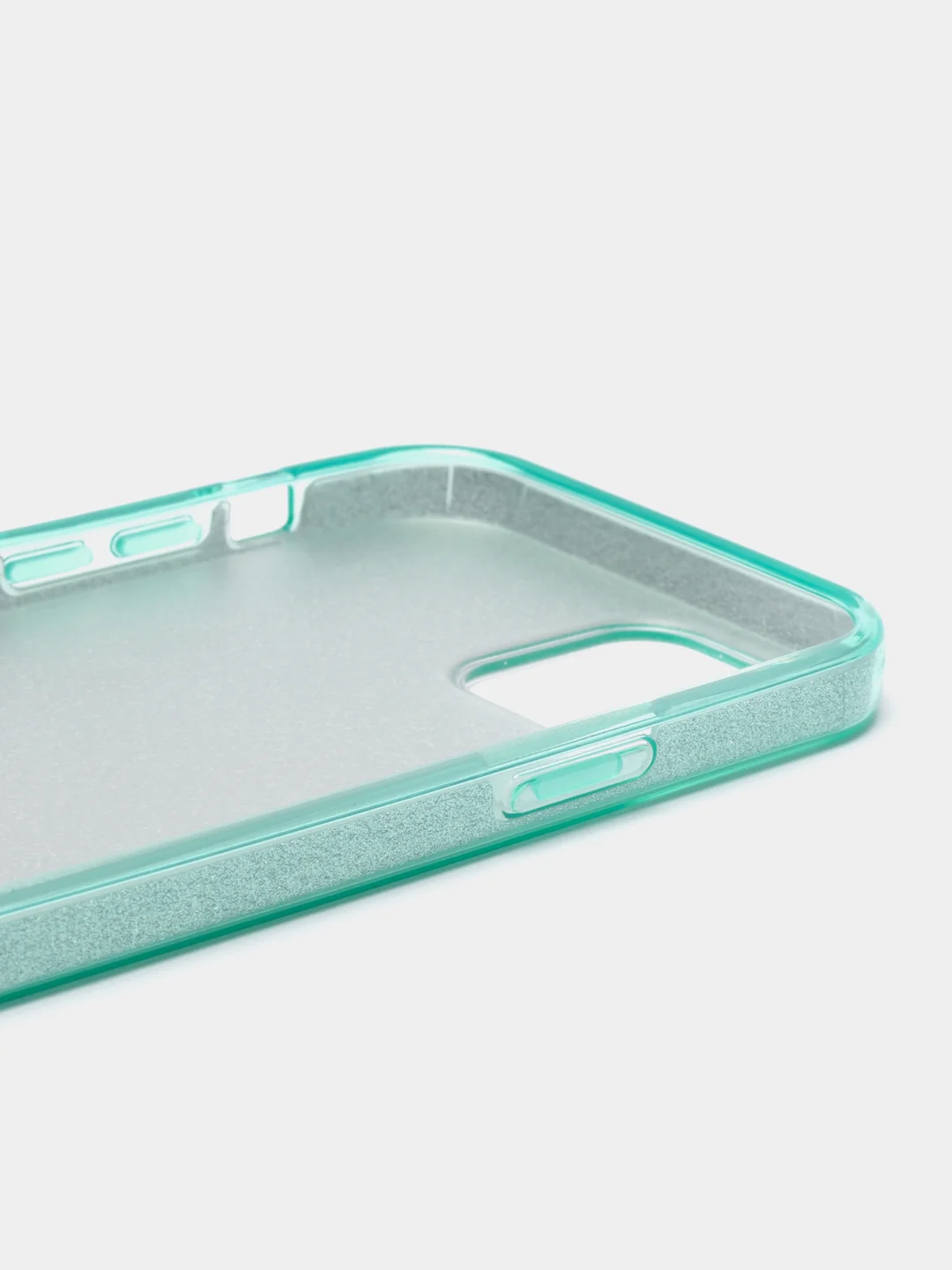 Бирюзовый чехол блестящий, накладка c блестками iPhone 12