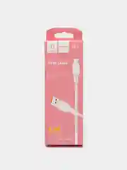 Белый usb кабель зарядный, 1.0м, DENMEN D01 2.4A, TypeC/MicroUSB/Lightning для Android и iPhone