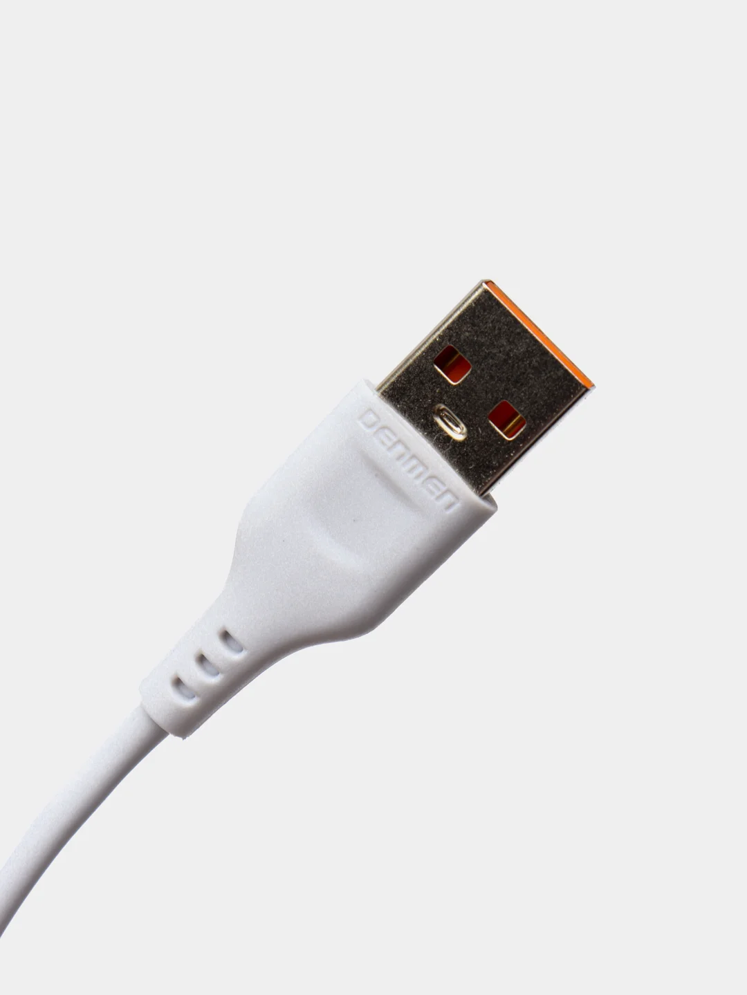 Белый usb кабель зарядный, 1.0м, DENMEN D01 2.4A, TypeC/MicroUSB/Lightning для Android и iPhone