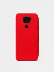Красный чехол книжка для Xiaomi Redmi Note 9 c функцией подставки