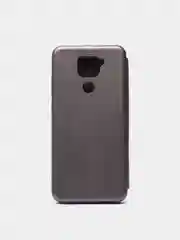 Серебряный чехол книжка для Xiaomi Redmi Note 9 c функцией подставки