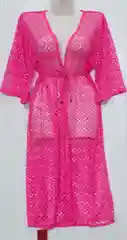 Розовый накидка пляжная в сетку, туника