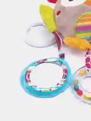 Кремовый игрушка-погремушка подвесная мягкая, с силиконовым прорезывателем