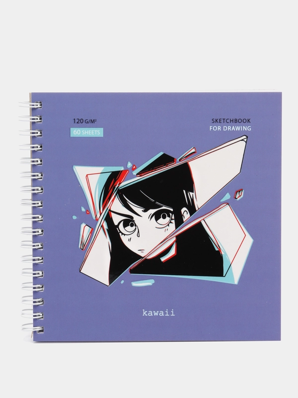 Скетчбук MESHU "Kawaii", на гребне, 60 листов, 15*15 см