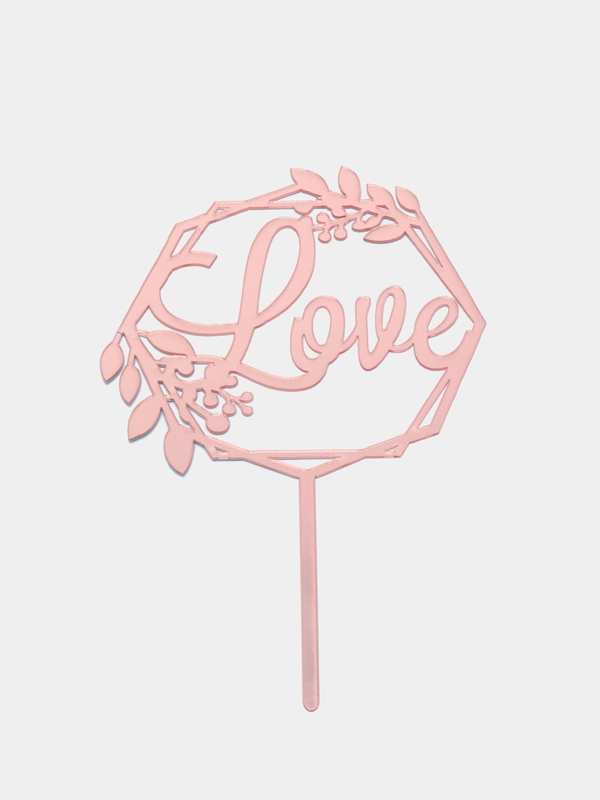 Топпер "Love" цвет розовый, топпер на торт, украшение