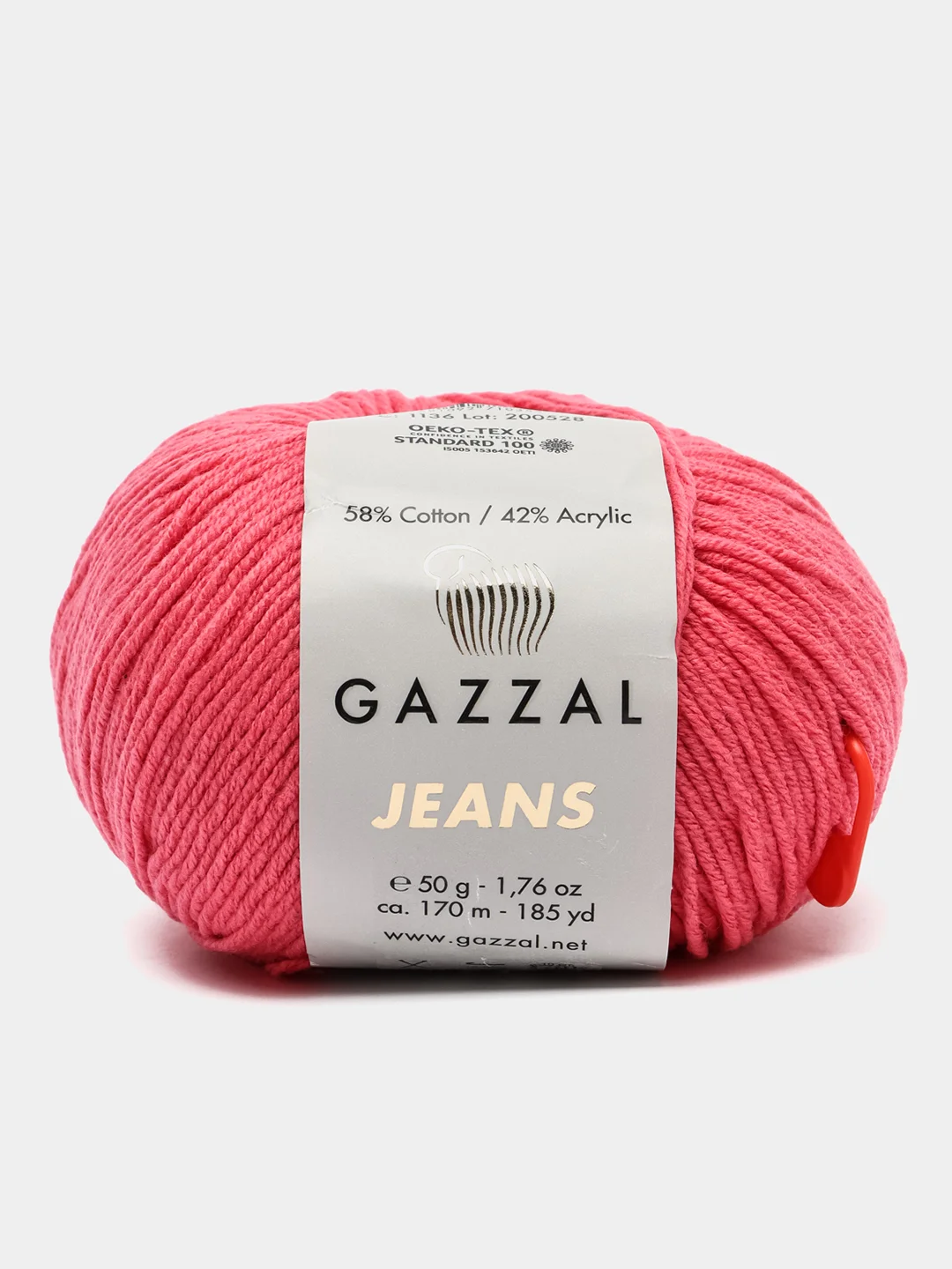 Коралловый пряжа Gazzal Jeans 58% Хлопок 42% Акрил 50г 170м  Газал Джинс