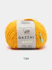 Желтый пряжа Gazzal Jeans 58% Хлопок 42% Акрил 50г 170м  Газал Джинс
