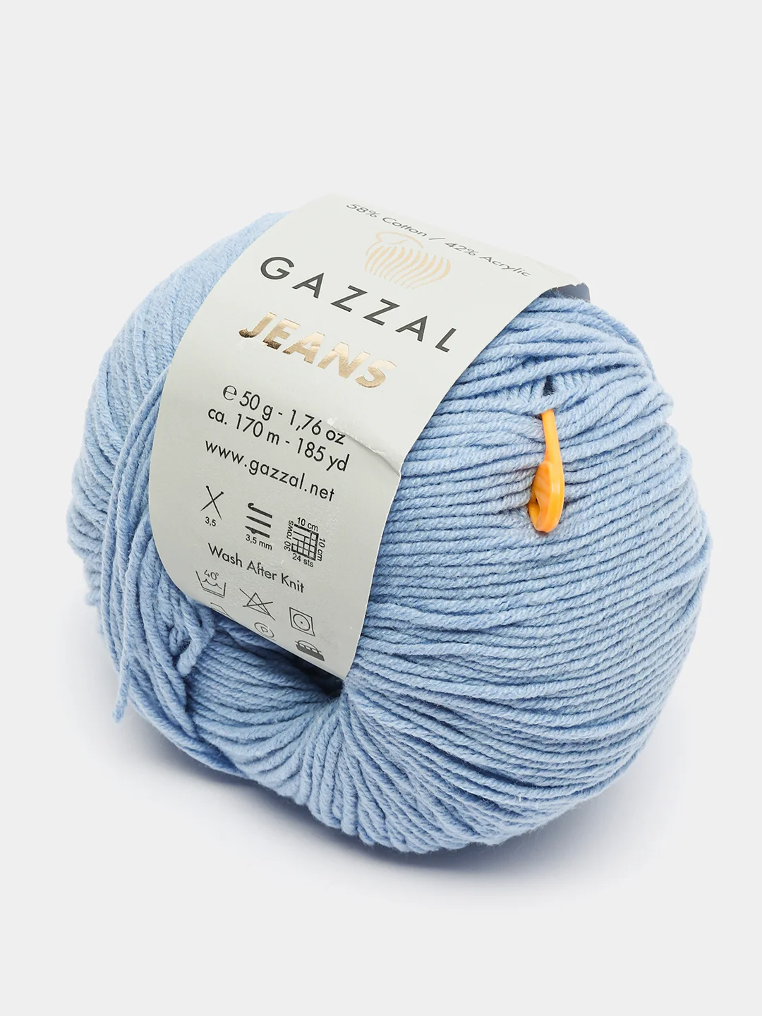 Голубой пряжа Gazzal Jeans 58% Хлопок 42% Акрил 50г 170м  Газал Джинс