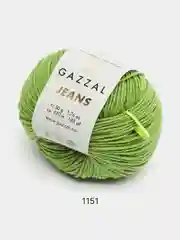 Зеленый пряжа Gazzal Jeans 58% Хлопок 42% Акрил 50г 170м  Газал Джинс