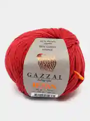 Красный пряжа Gazzal Jeans 58% Хлопок 42% Акрил 50г 170м  Газал Джинс