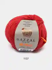 Красный пряжа Gazzal Jeans 58% Хлопок 42% Акрил 50г 170м  Газал Джинс