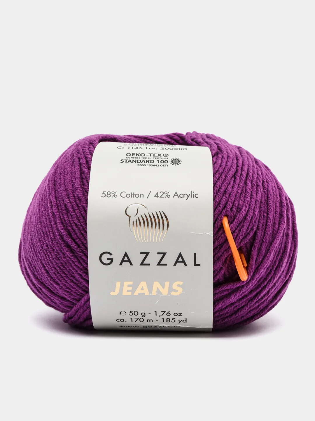 Аметистовый пряжа Gazzal Jeans 58% Хлопок 42% Акрил 50г 170м  Газал Джинс