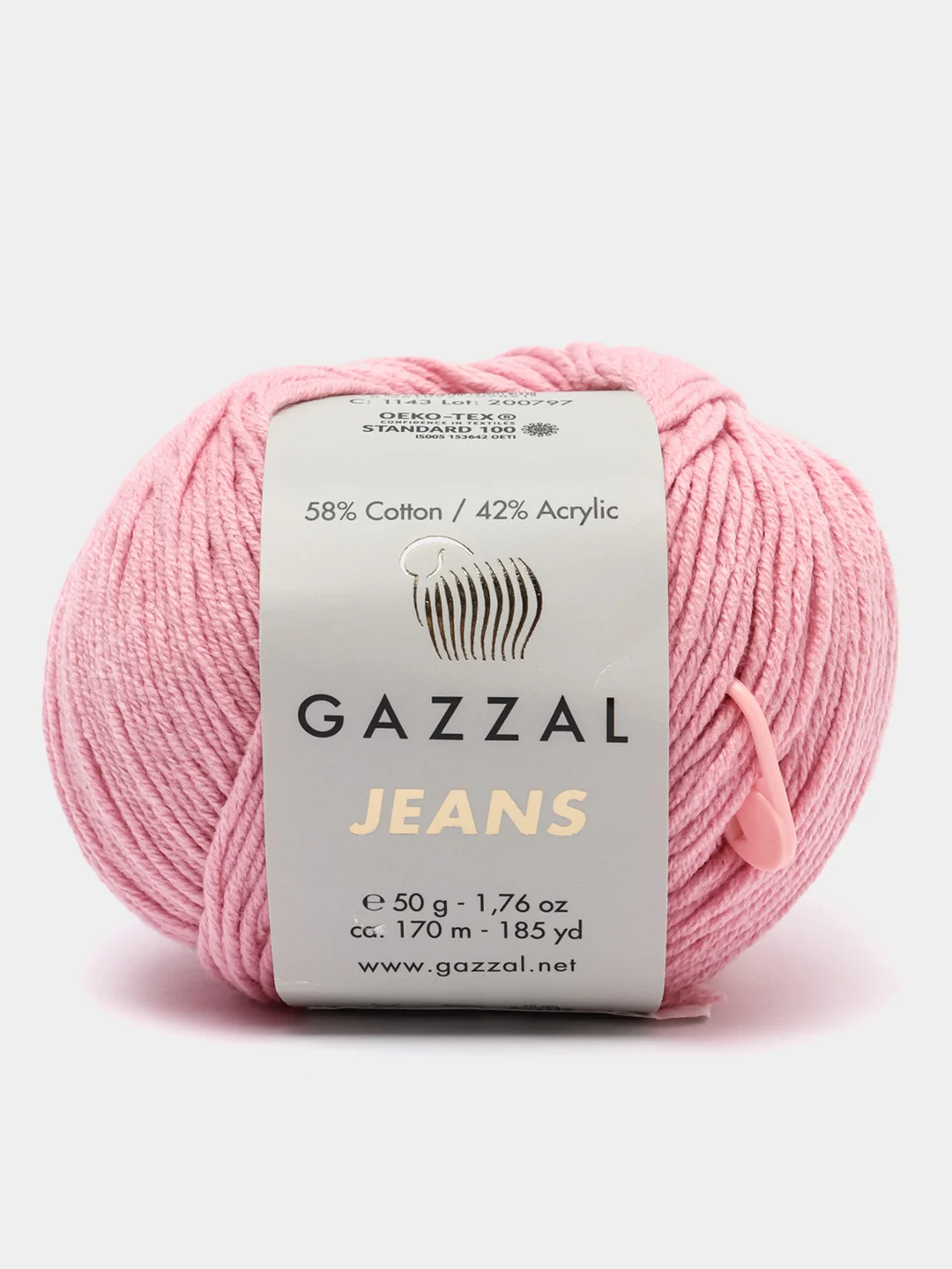 Кораллово-розовый пряжа Gazzal Jeans 58% Хлопок 42% Акрил 50г 170м  Газал Джинс