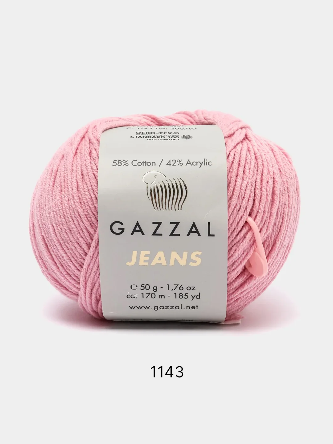 Кораллово-розовый пряжа Gazzal Jeans 58% Хлопок 42% Акрил 50г 170м  Газал Джинс