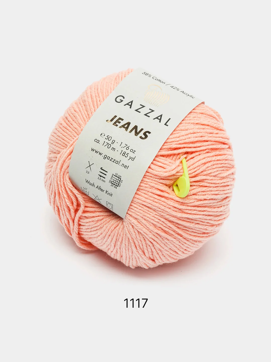 Карамельный пряжа Gazzal Jeans 58% Хлопок 42% Акрил 50г 170м  Газал Джинс