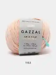 Коралловый меланж пряжа Gazzal Jeans 58% Хлопок 42% Акрил 50г 170м  Газал Джинс