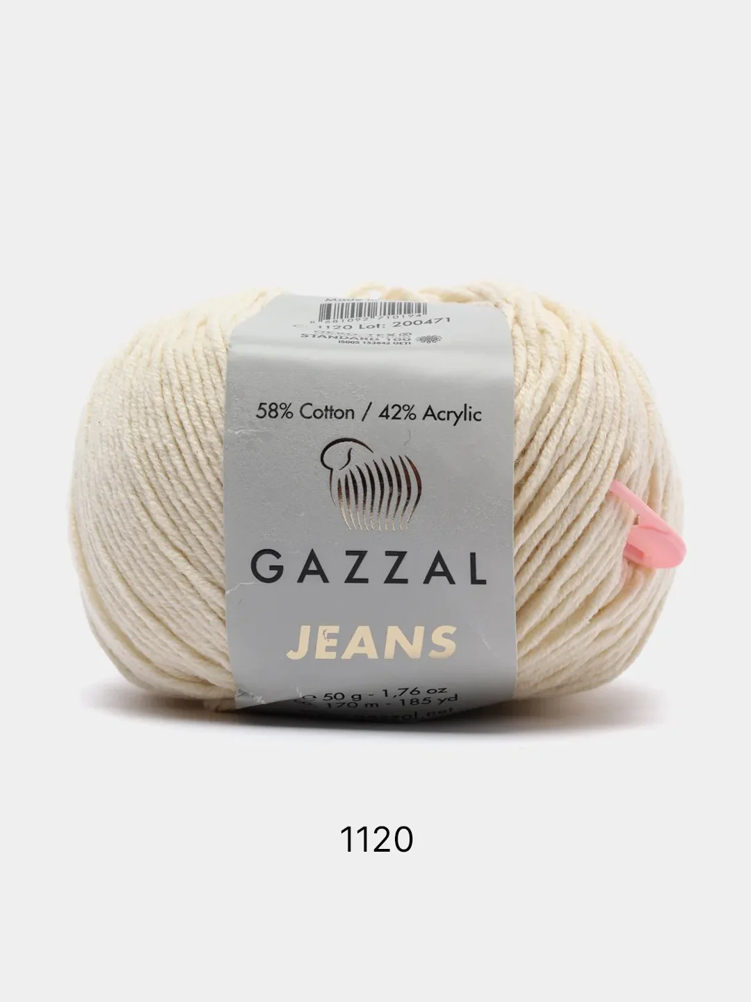 Молочный пряжа Gazzal Jeans 58% Хлопок 42% Акрил 50г 170м  Газал Джинс