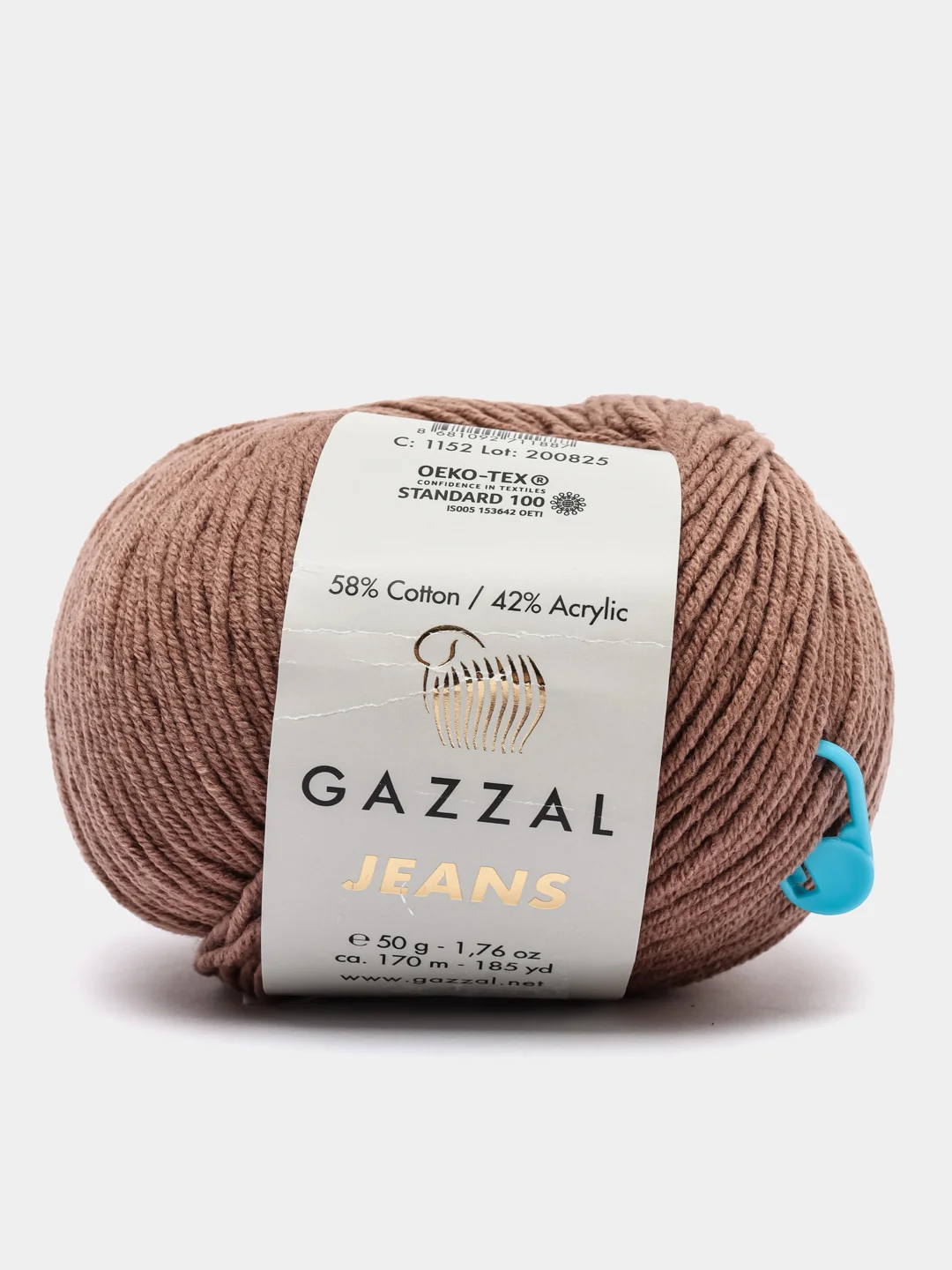Приглушённый хаки пряжа Gazzal Jeans 58% Хлопок 42% Акрил 50г 170м  Газал Джинс