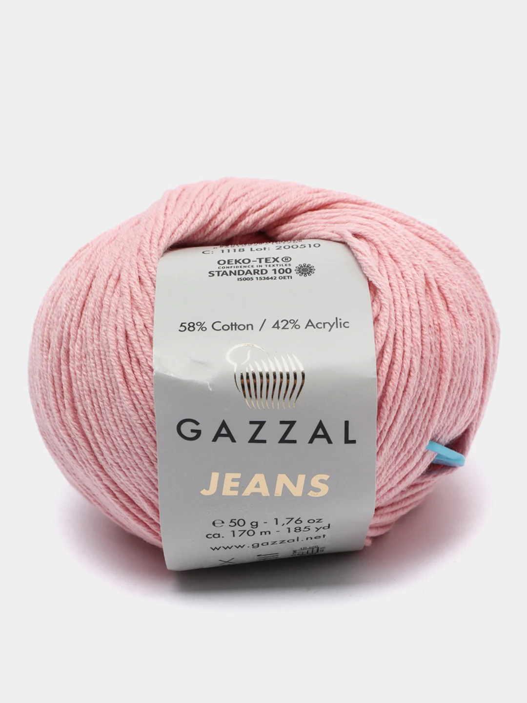 Пудровый пряжа Gazzal Jeans 58% Хлопок 42% Акрил 50г 170м  Газал Джинс