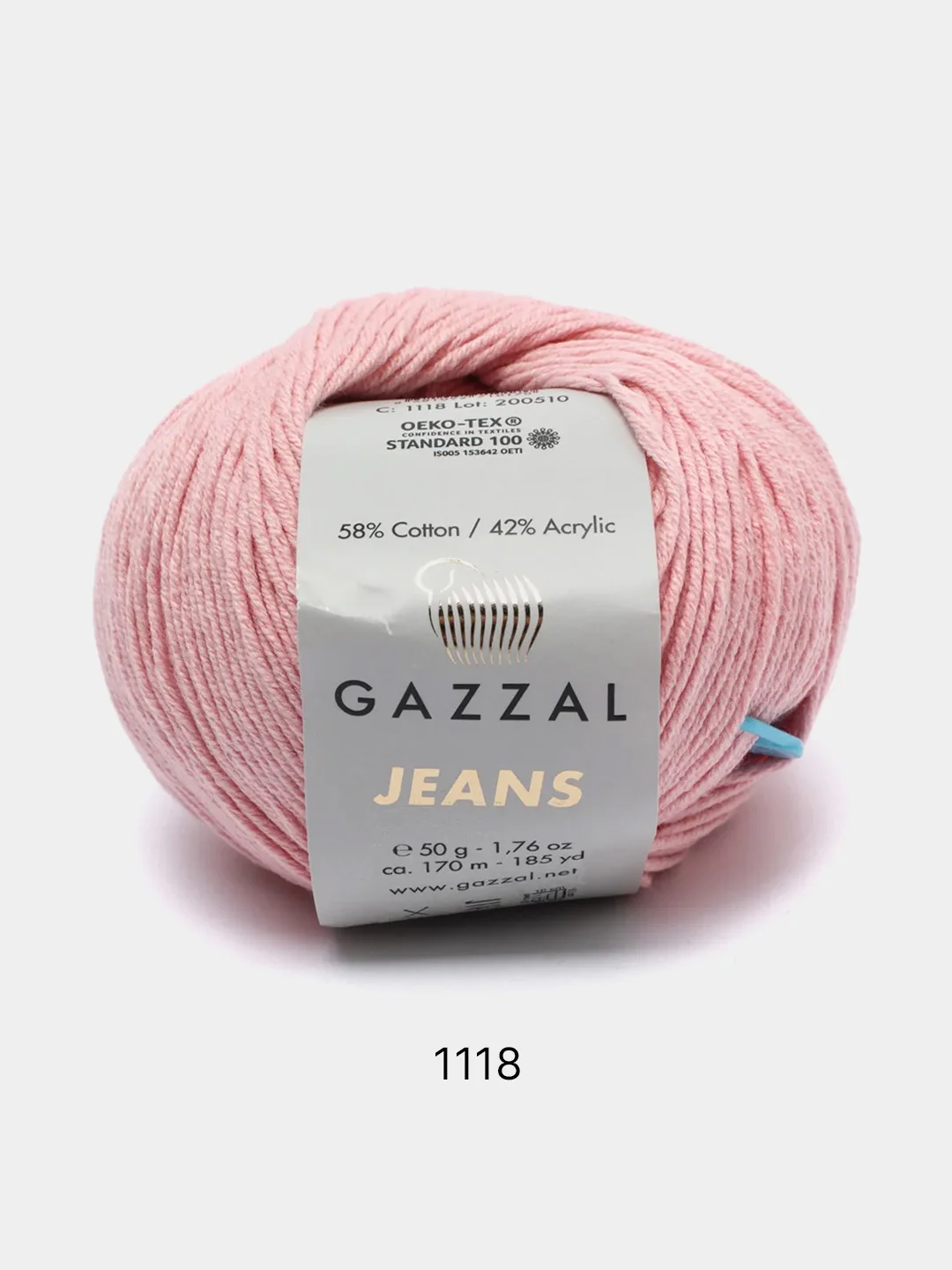 Пудровый пряжа Gazzal Jeans 58% Хлопок 42% Акрил 50г 170м  Газал Джинс