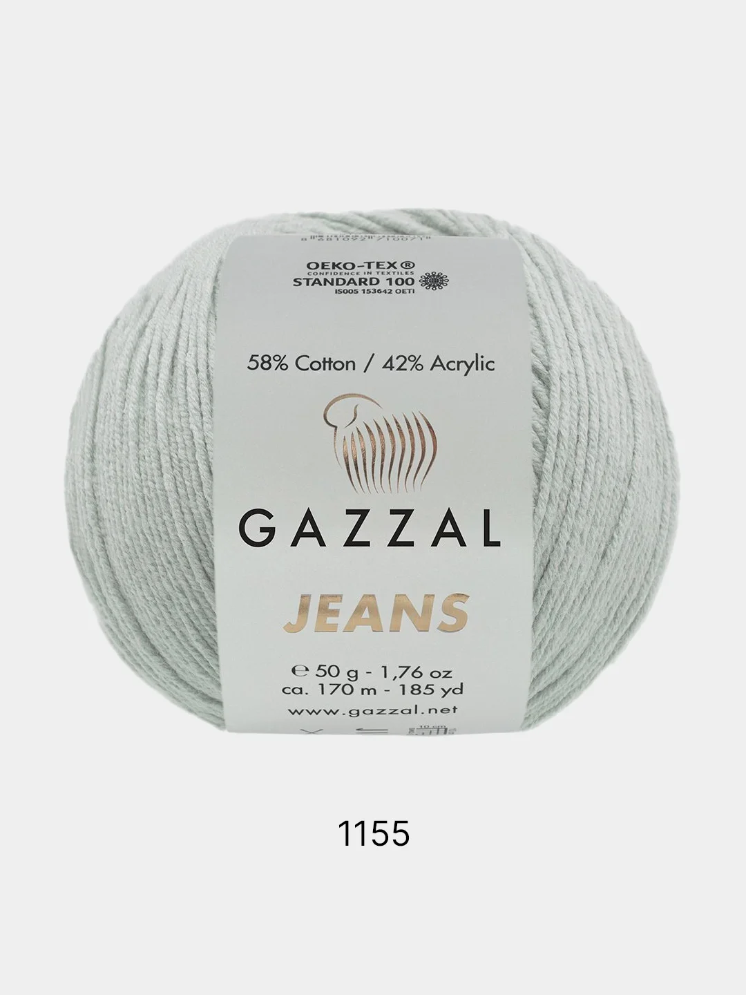 Серебряный пряжа Gazzal Jeans 58% Хлопок 42% Акрил 50г 170м  Газал Джинс