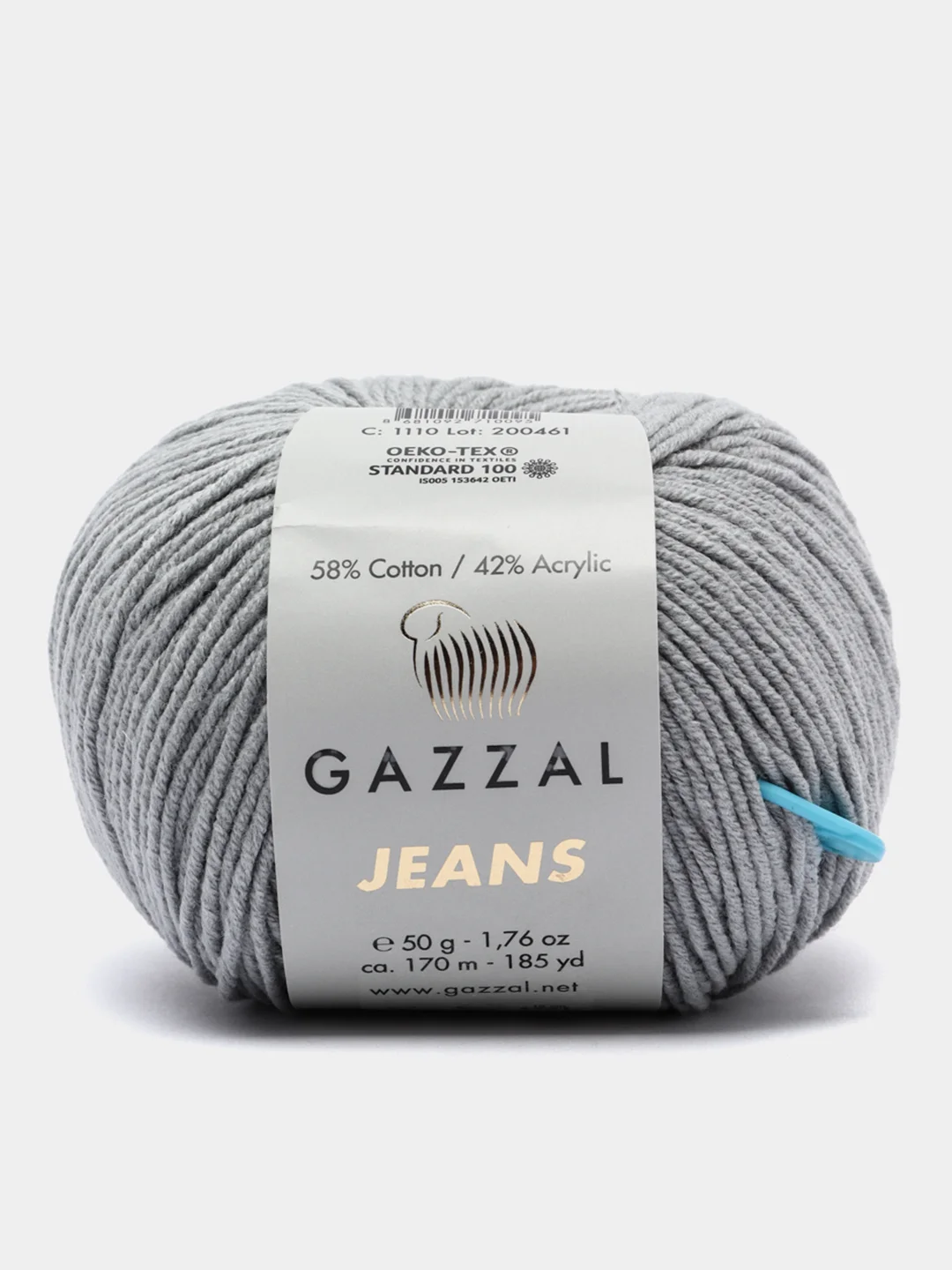 Серый пряжа Gazzal Jeans 58% Хлопок 42% Акрил 50г 170м  Газал Джинс