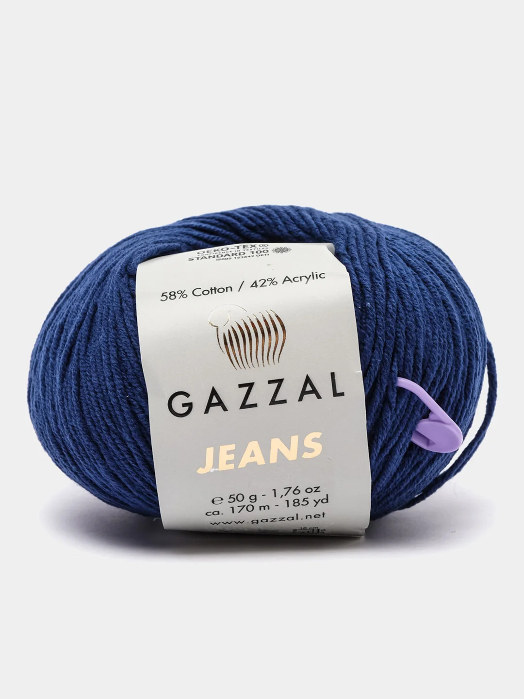 Синий пряжа Gazzal Jeans 58% Хлопок 42% Акрил 50г 170м  Газал Джинс