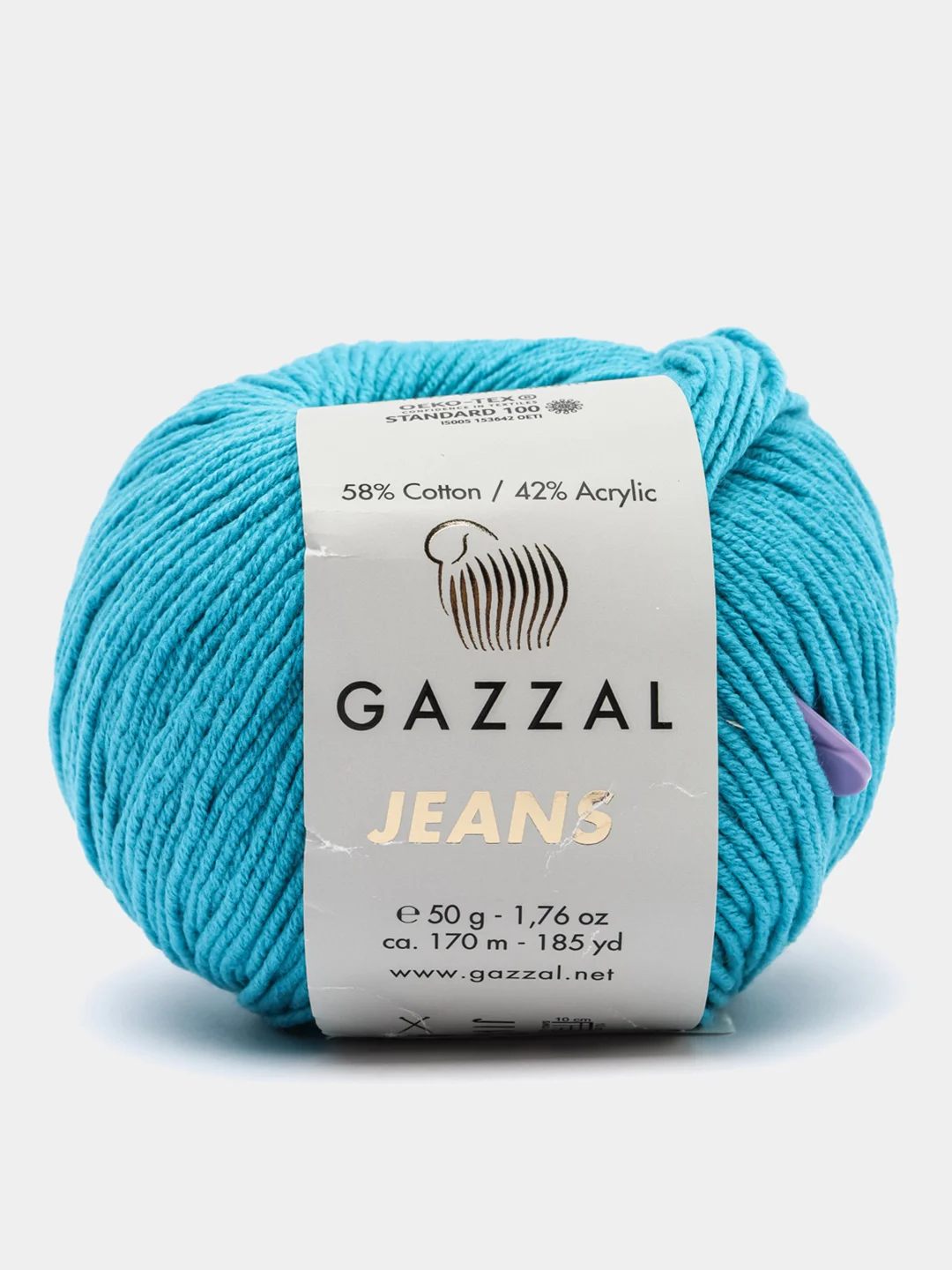 Светло-синий пряжа Gazzal Jeans 58% Хлопок 42% Акрил 50г 170м  Газал Джинс