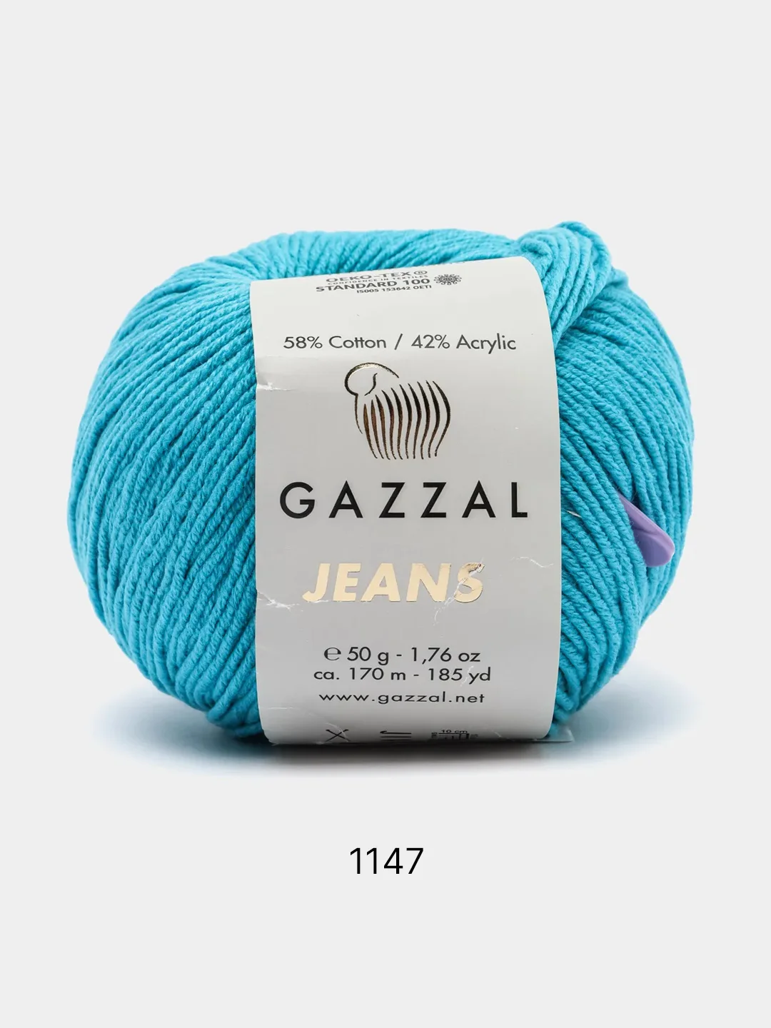 Светло-синий пряжа Gazzal Jeans 58% Хлопок 42% Акрил 50г 170м  Газал Джинс