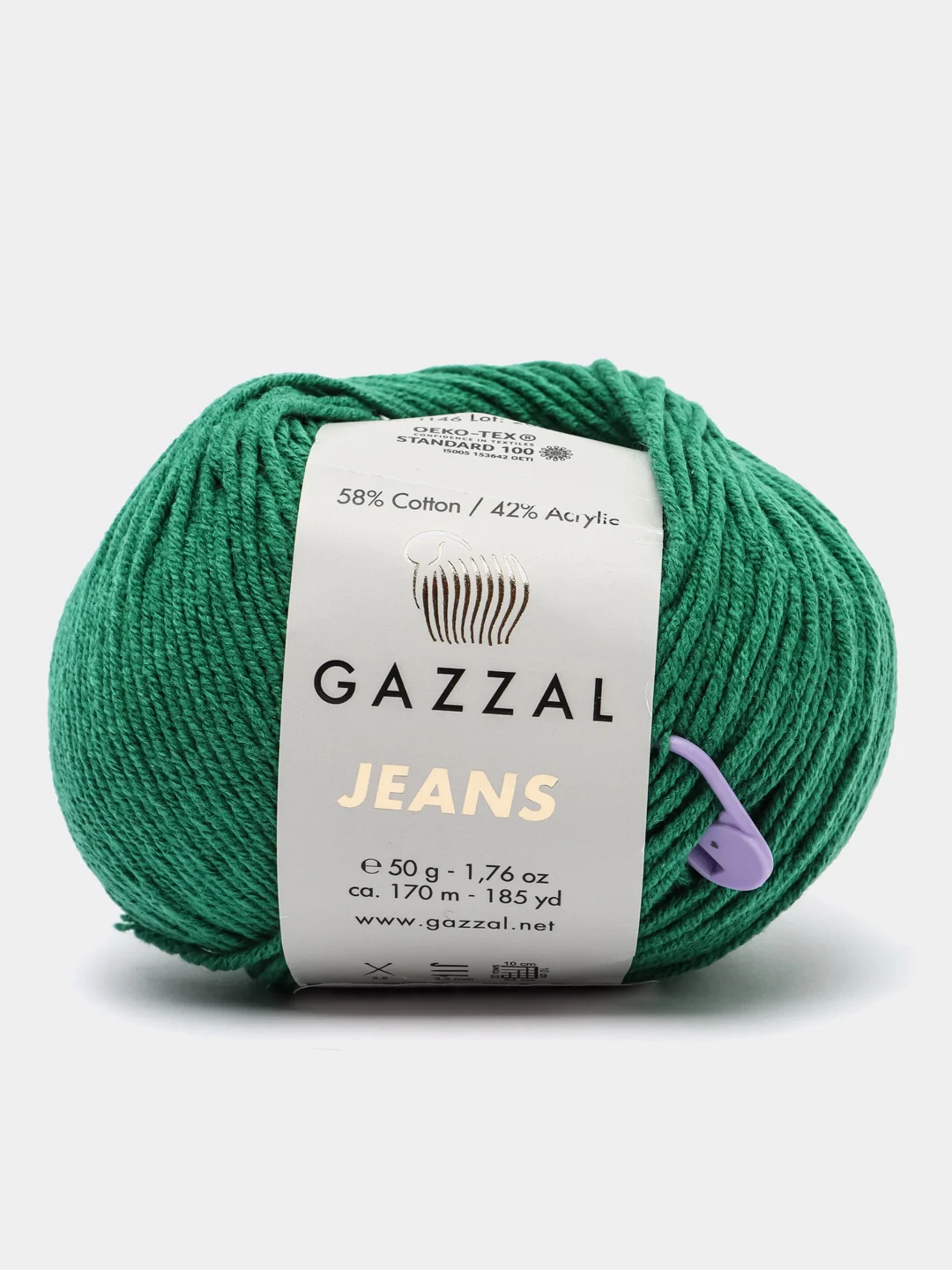 Тёмно-зелёный пряжа Gazzal Jeans 58% Хлопок 42% Акрил 50г 170м  Газал Джинс