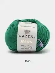 Тёмно-зелёный пряжа Gazzal Jeans 58% Хлопок 42% Акрил 50г 170м  Газал Джинс
