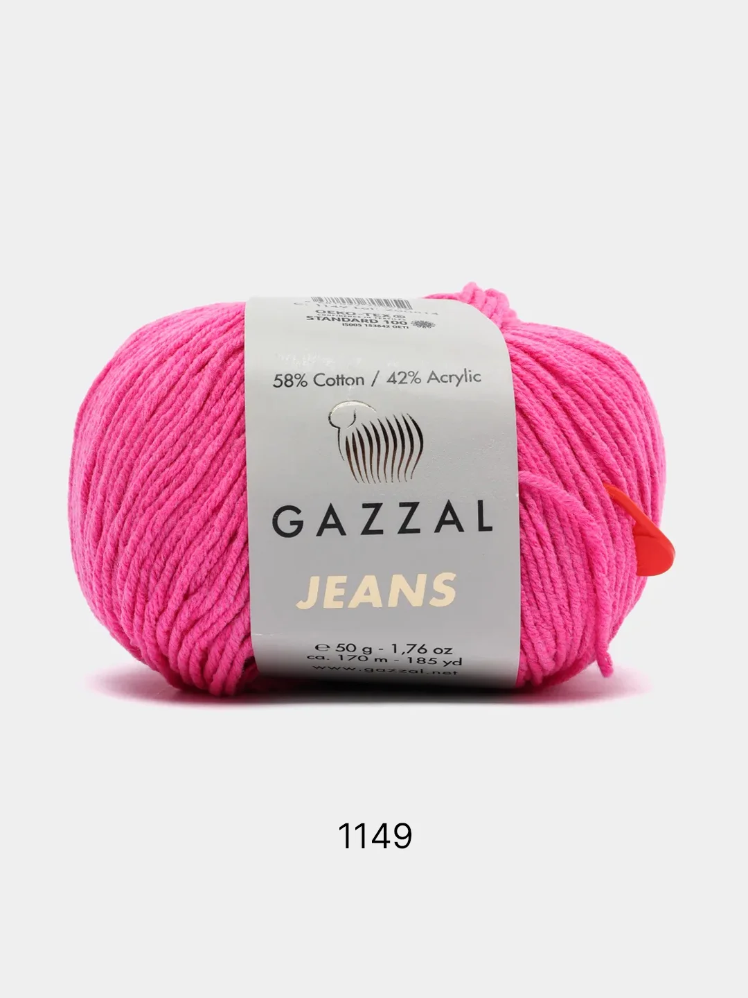 Фуксия пряжа Gazzal Jeans 58% Хлопок 42% Акрил 50г 170м  Газал Джинс