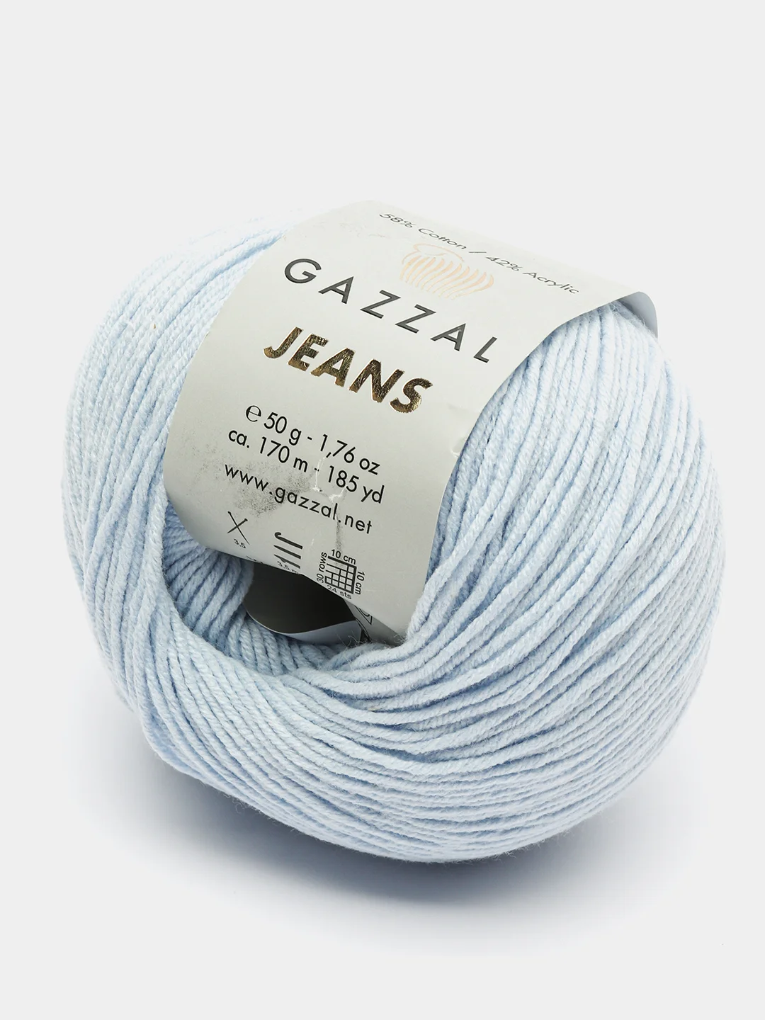 Ледяной пряжа Gazzal Jeans 58% Хлопок 42% Акрил 50г 170м  Газал Джинс