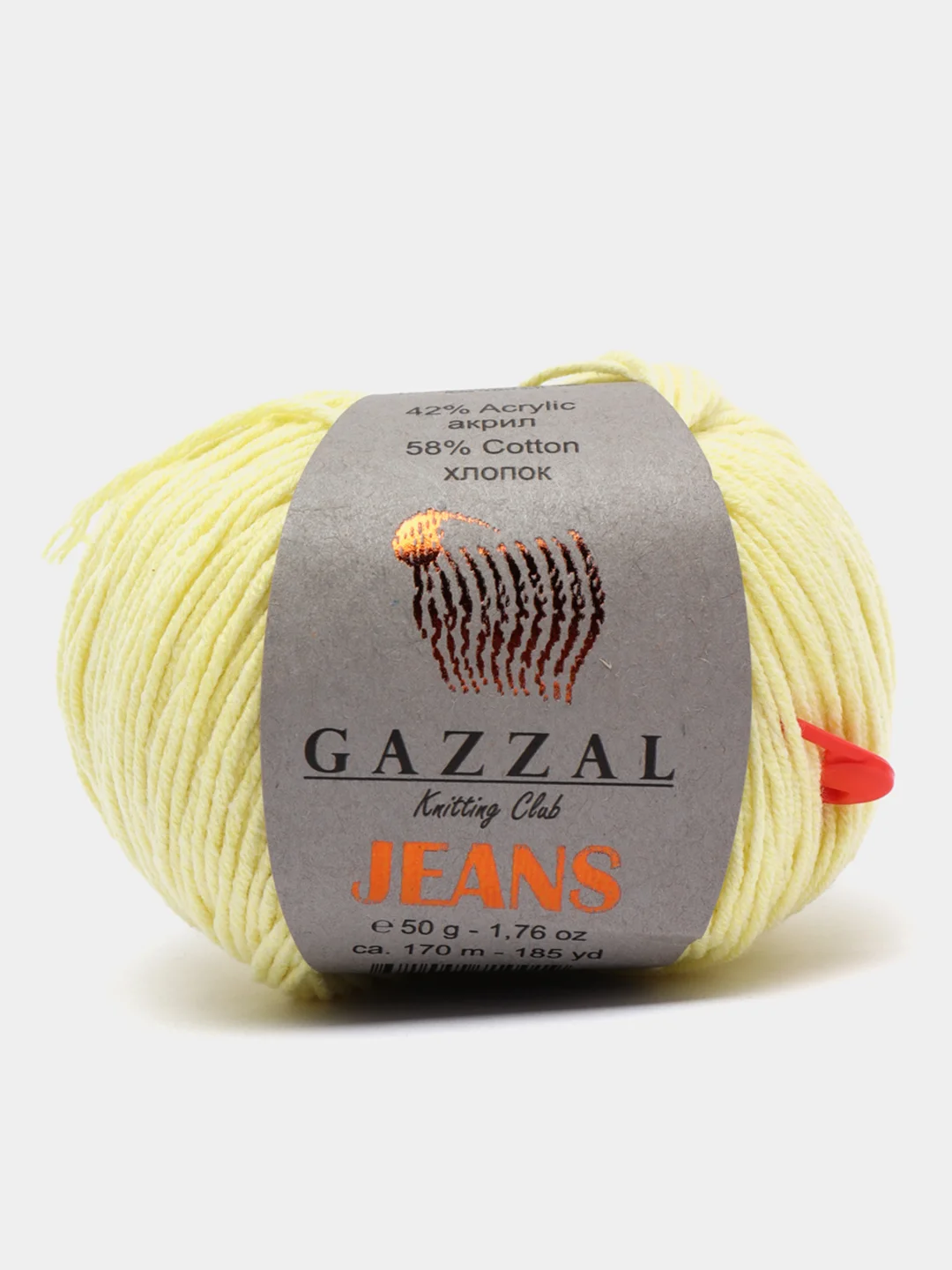 Лимонный пряжа Gazzal Jeans 58% Хлопок 42% Акрил 50г 170м  Газал Джинс