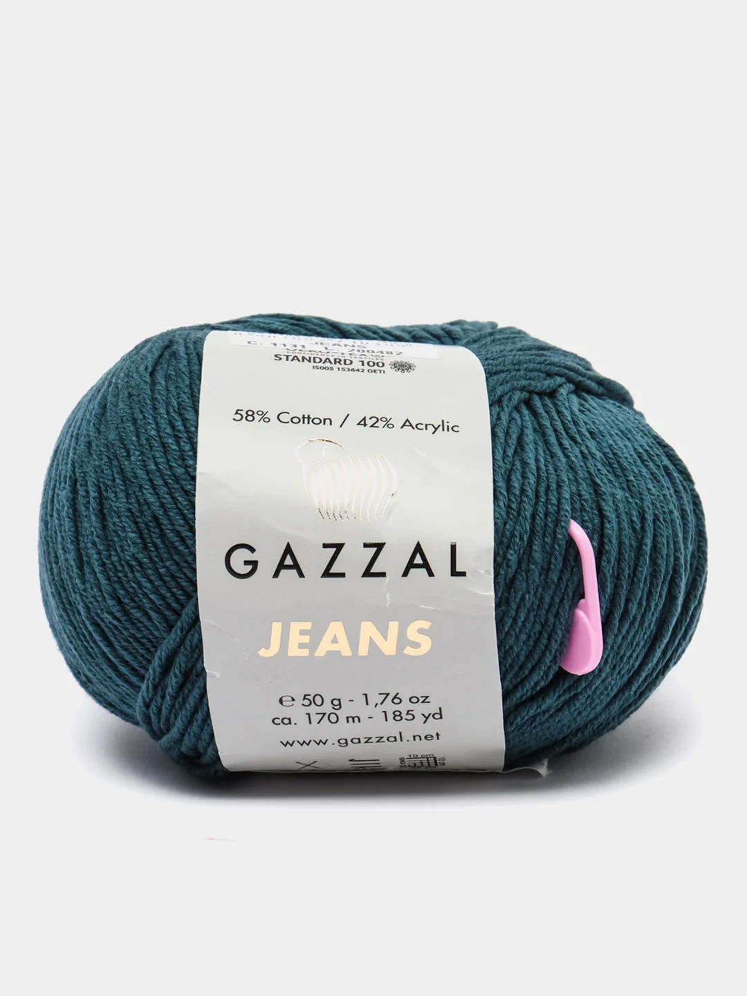 Небесно-голубой пряжа Gazzal Jeans 58% Хлопок 42% Акрил 50г 170м  Газал Джинс