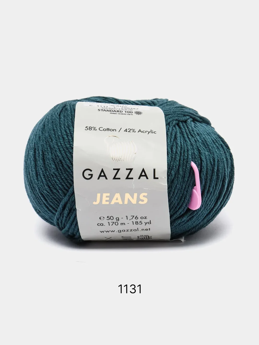 Небесно-голубой пряжа Gazzal Jeans 58% Хлопок 42% Акрил 50г 170м  Газал Джинс