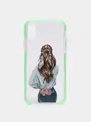 Голубой чехол Apple iPhone X / Xs прозрачный плотный с рисунком и цветной рамкой