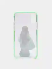 Голубой чехол Apple iPhone X / Xs прозрачный плотный с рисунком и цветной рамкой