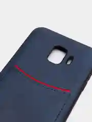 Синий чехол из эко кожи с карманом на Samsung J2 Core J2 Pro J6 J4 Core J4 Plus J4 J6 Plus J8