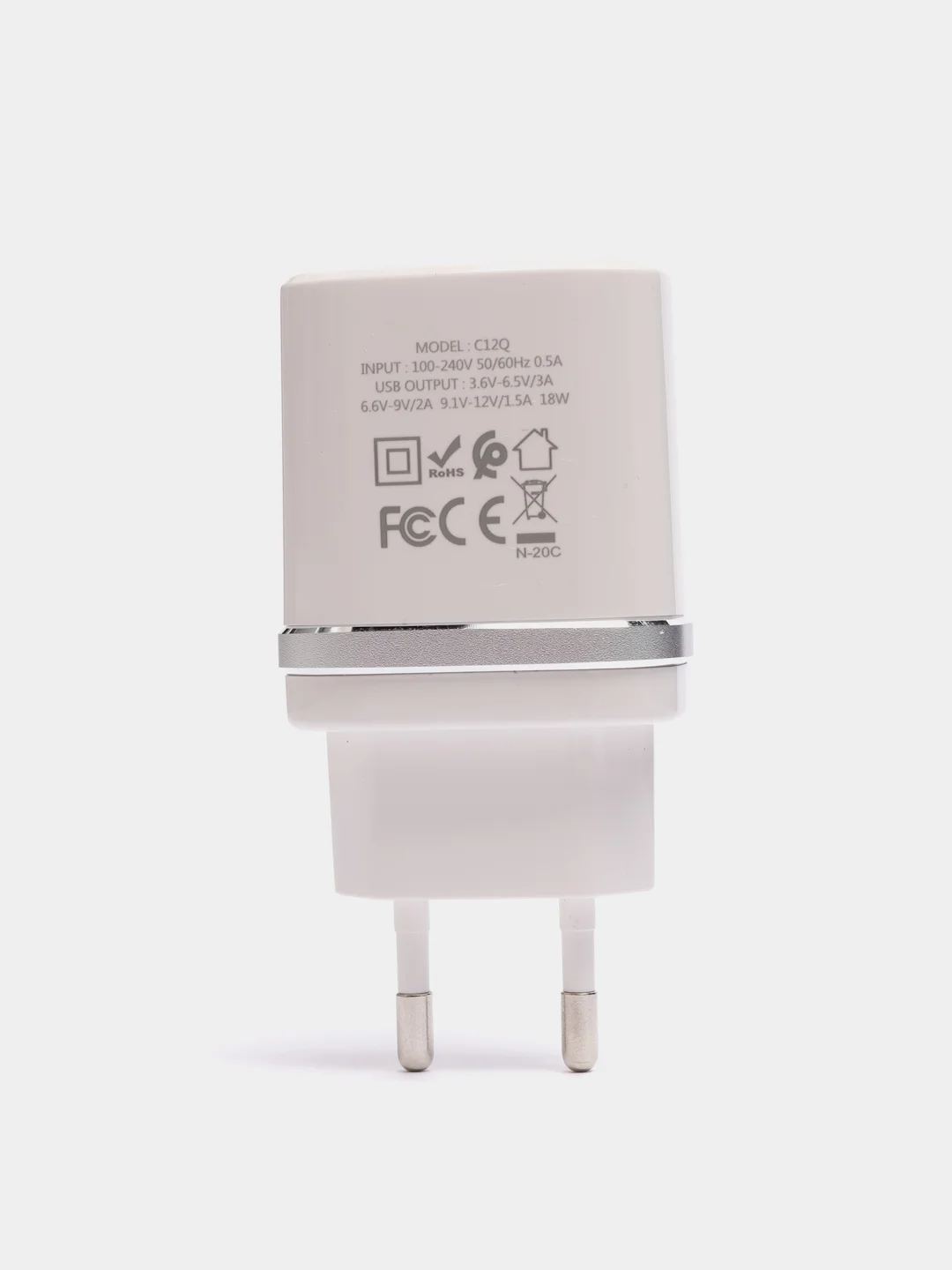Белый сетевое зарядное устройство HOCO C12Q (QC3.0, до 3A, 18W)