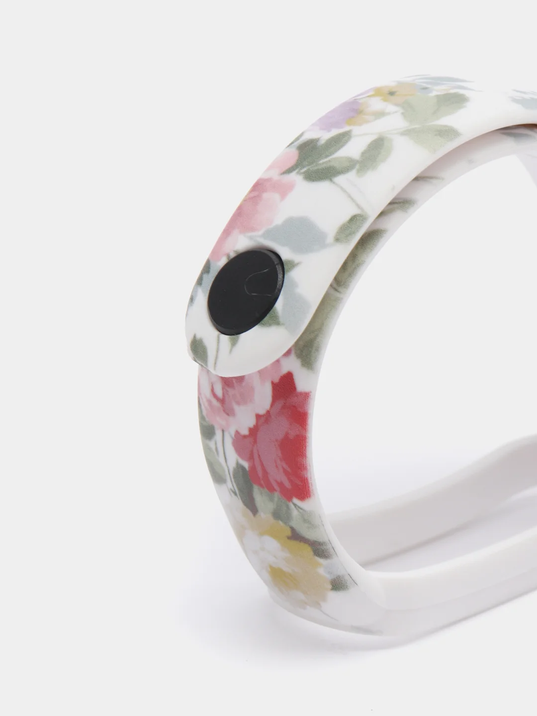 Белый силиконовый ремешок для Xiaomi mi band 3 / 4 / 5 / 6 / 7 принты с цветами