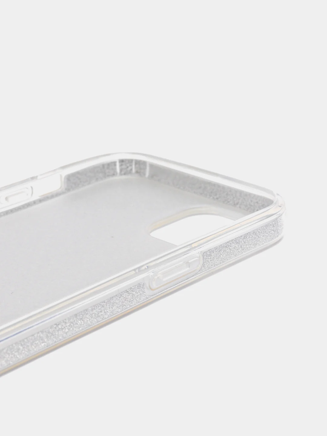 Серебряный чехол блестящий iPhone 13 накладка с блёстками