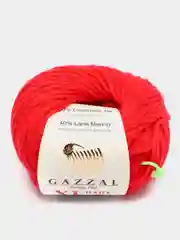 Красный пряжа Gazzal Baby Wool XL 40% Полиакрил 40% Мериносовая шерсть 20% Кашемир ПА 50г 100м