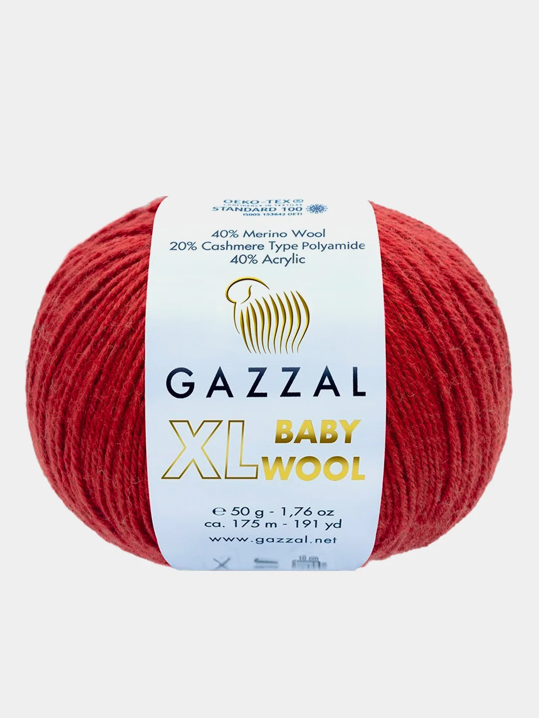 Багровый пряжа Gazzal Baby Wool XL 40% Полиакрил 40% Мериносовая шерсть 20% Кашемир ПА 50г 100м