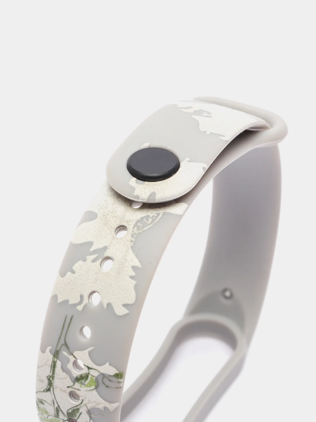 Серый силиконовый ремешок для Xiaomi mi band 3 / 4 / 5 / 6 / 7 принты с цветами