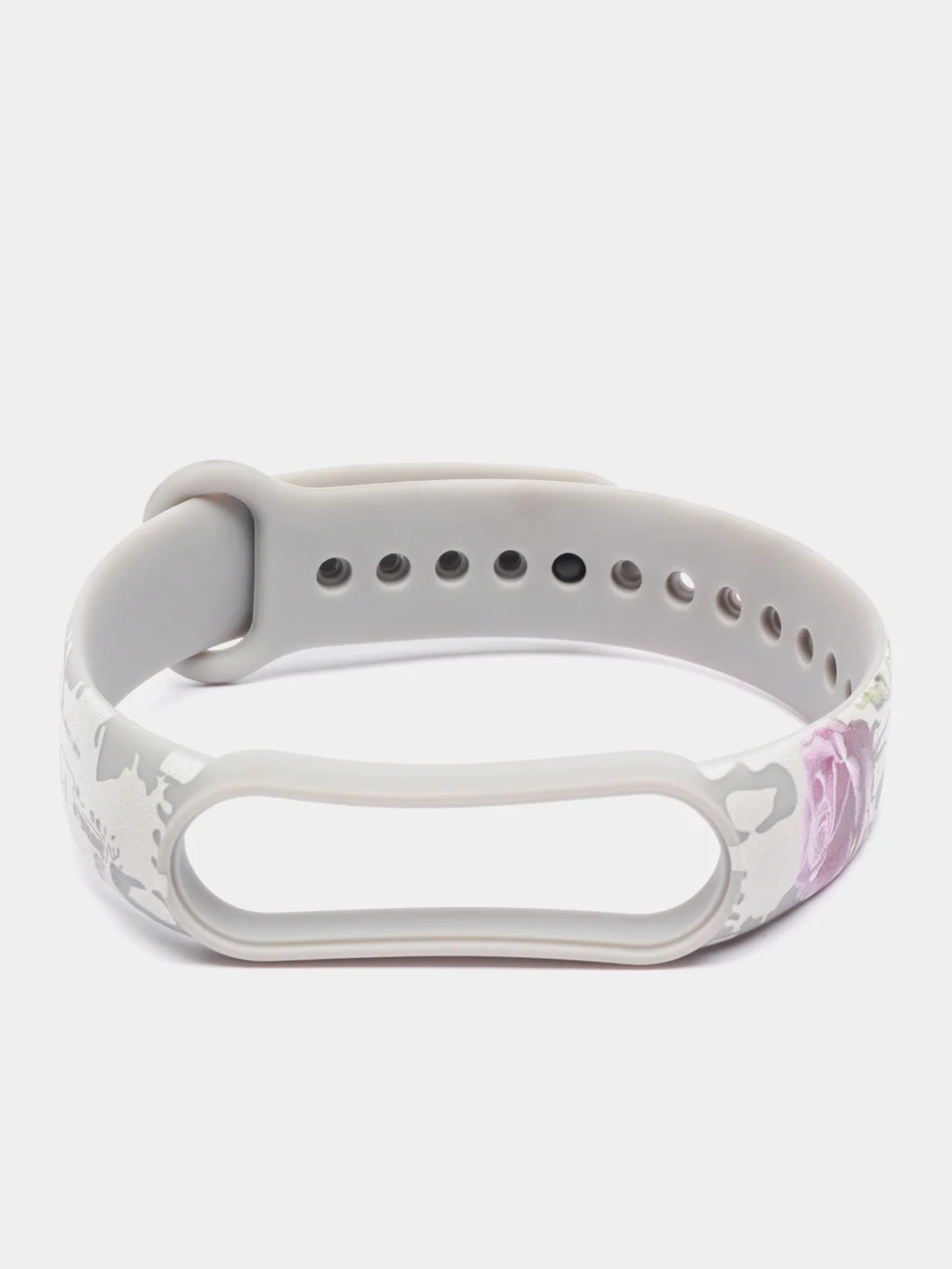 Серый силиконовый ремешок для Xiaomi mi band 3 / 4 / 5 / 6 / 7 принты с цветами