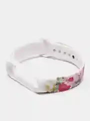 Белый силиконовый ремешок для Xiaomi mi band 3 / 4 / 5 / 6 / 7 принты с цветами
