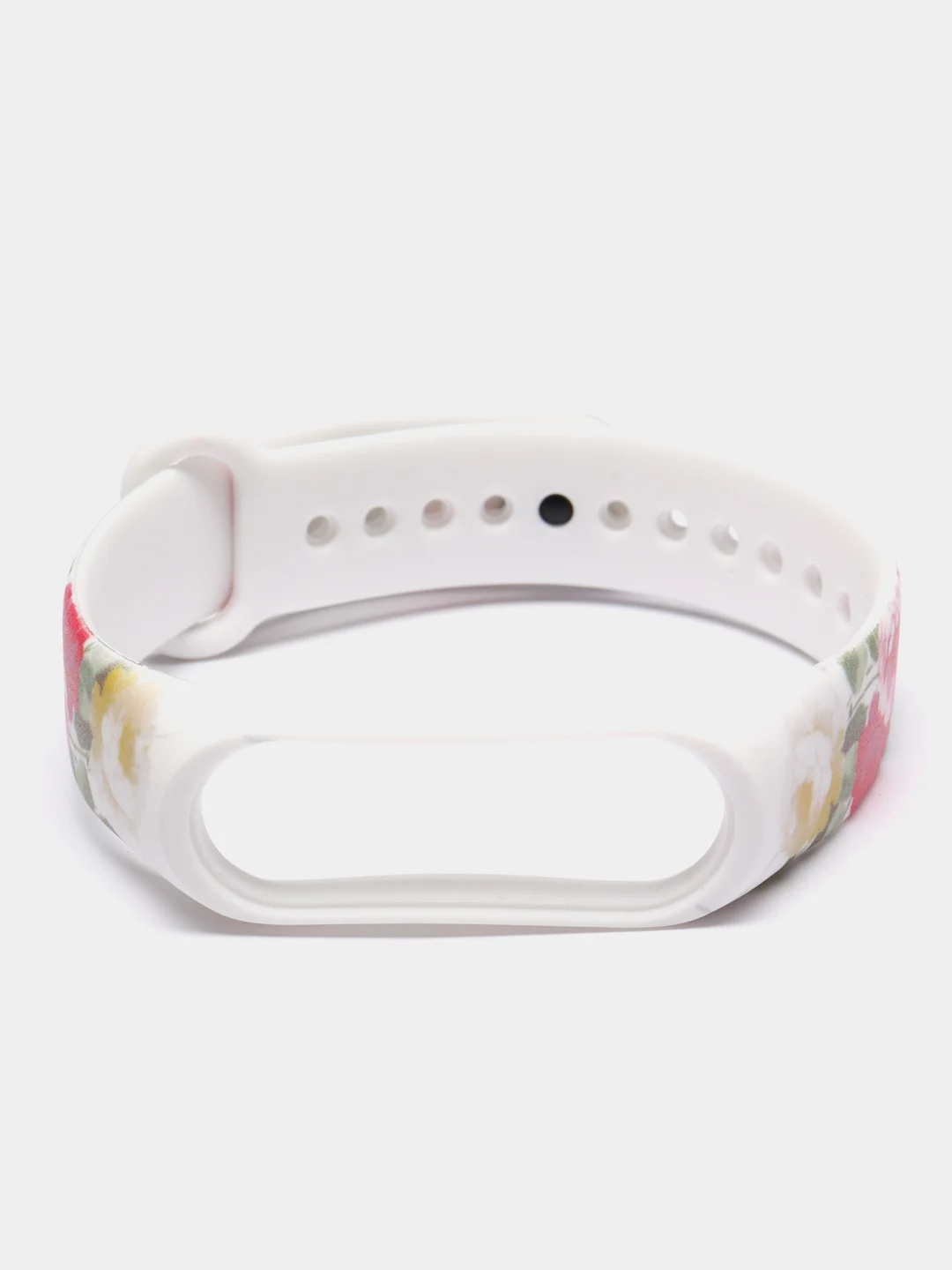 Белый силиконовый ремешок для Xiaomi mi band 3 / 4 / 5 / 6 / 7 принты с цветами