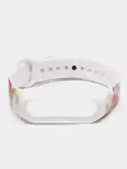Белый силиконовый ремешок для Xiaomi mi band 3 / 4 / 5 / 6 / 7 принты с цветами