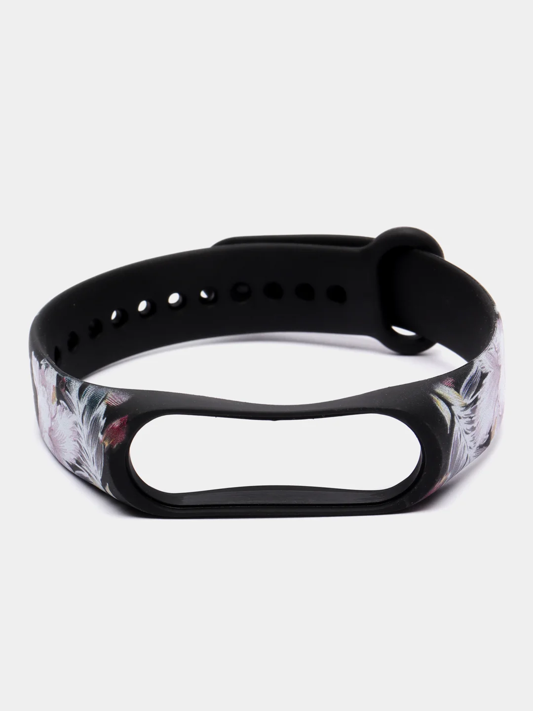 Кремовый силиконовый ремешок для Xiaomi mi band 3 / 4 / 5 / 6 / 7 принты с цветами